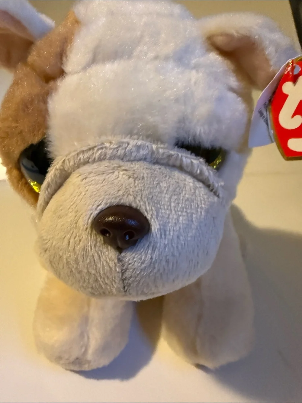 Ty Classic Houghie Dog Plush 90286 White Brown Bulldog Puppy 2021 With Tags